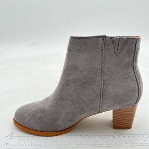 Grey Women's  Closed  Toe Low Block Heel Zip Up Ankle Boot